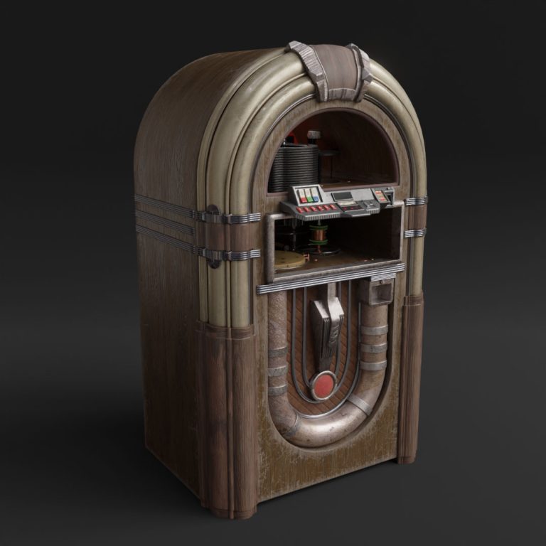 Arte conceptual de Rockola. Render 3D y modelado por Fierro Studio